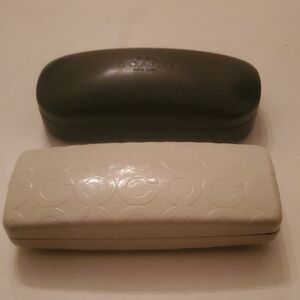 Coach White Embossed Eyeglass Case with Black Hard Shell Case